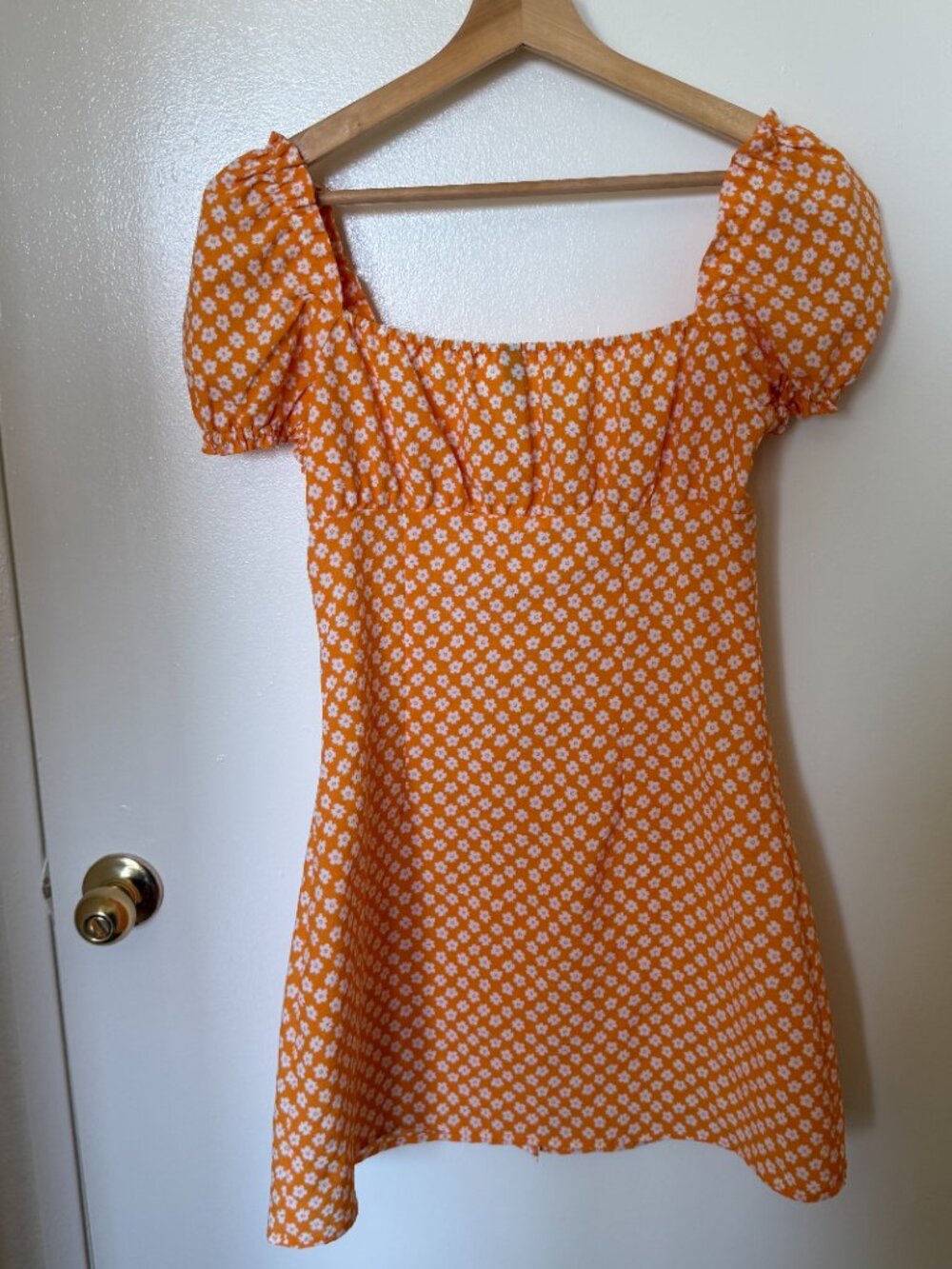 Divided‎ by H&M Orange Floral Puff Sleeve Mini Dress S - Picture 7 of 7